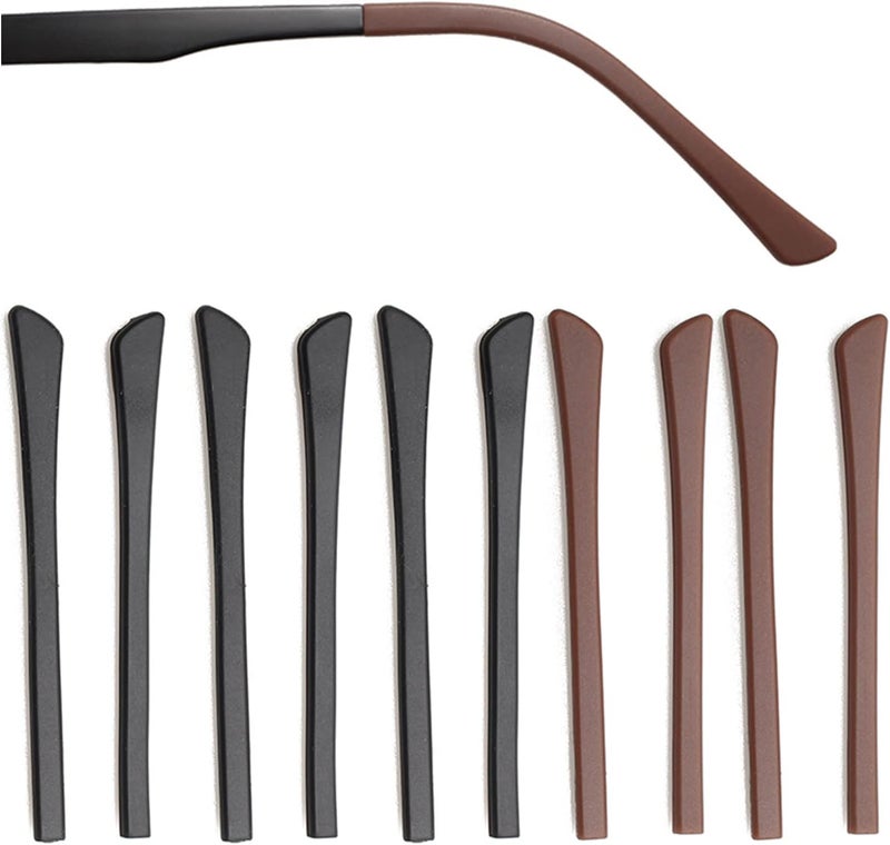 KECHIO 5 Pairs Anti-Slip Silicone Eyeglass End Tips Ear Sock Pieces Tube Eyewear Comfort Replacement Tips for Flat Thin Metal Eyeglass Legs, 3 Black/2 Brown - Image 1